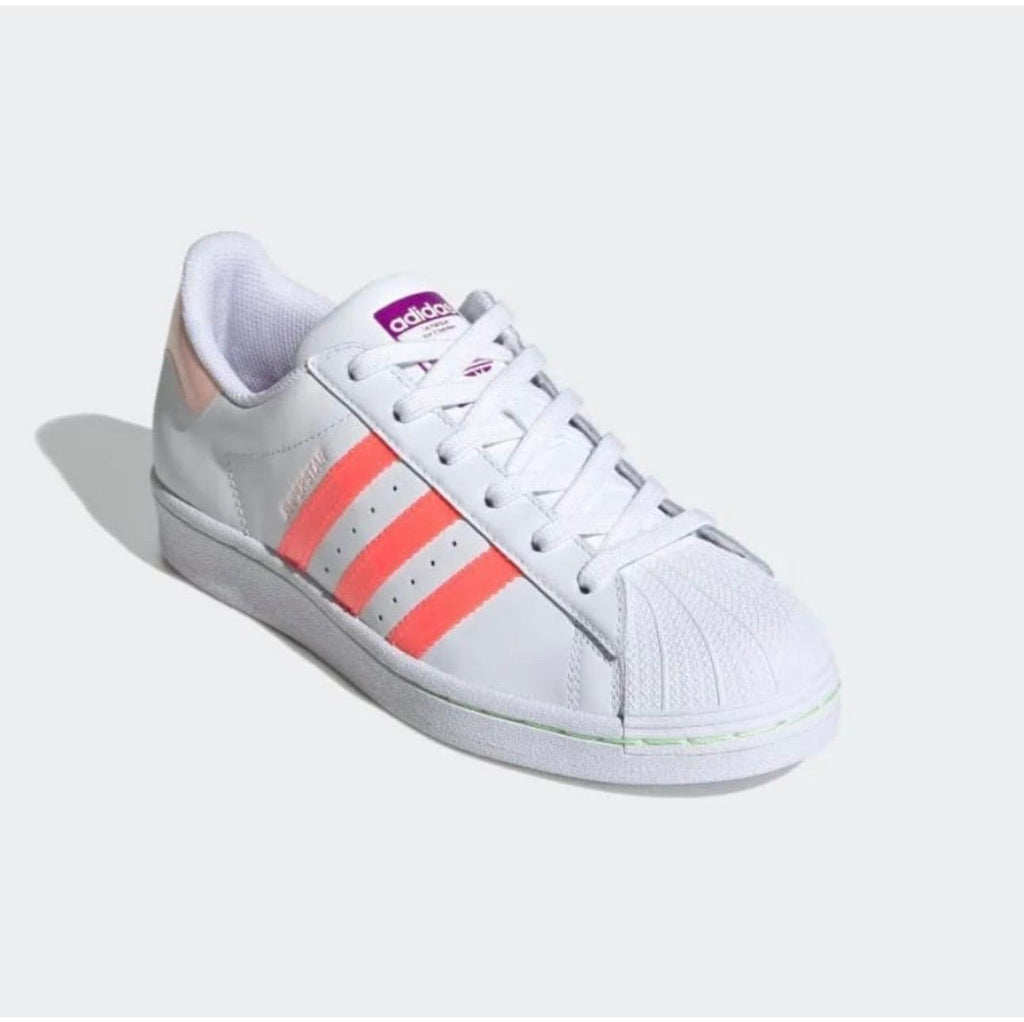 Adidas Superstar Blancas con Franjas Coral
