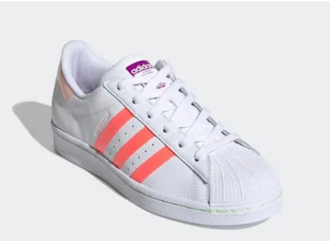 Adidas Superstar Blancas con Franjas Coral
